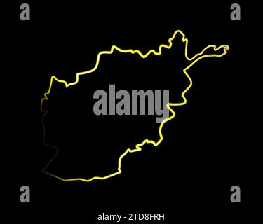 Vektor-isolierte Illustration der Afghanistan-Karte mit Neon-Effekt. Stock Vektor