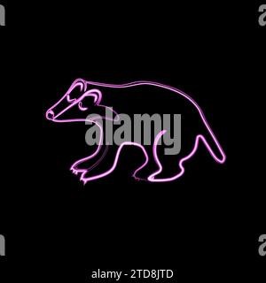 Vektorillustration eines Dachses mit Neoneffekt. Stock Vektor