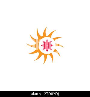 Sonne und Blume einfache geometrische Logo-Vektor Stock Vektor