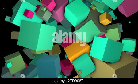 Abstrakte bunte Würfel. Computergeneriertes 3D-Rendering Stockfoto