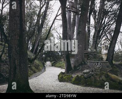 Rom, Italien Vatikanische Gärten, Kunst, Statue, Botanischer Garten, Skulptur, Säule, Italien, Rom, in den Vatikanischen Gärten, Rom, 07/03/1921 - 07/03/1921, Léon, Auguste, Fotograf, 1921 Cap Martin, Italien, Cap Martin - Auguste Léon (Februar-April), Autochrome, Foto, Glas, Autochrome, Foto, positiv, Horizontal, Format 9 x 12 cm Stockfoto