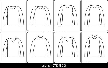 Pullover für Herren und Damen. Symbol für die Wäscheleine. Vektorabbildung. Stock Vektor