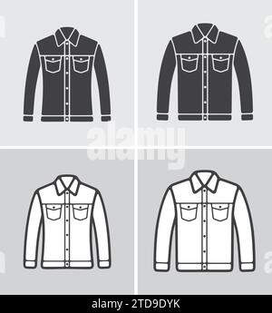 jeansjacke für Herren und Damen auf einem Hintergrund. Bekleidungssymbol. Vektorabbildung. Stock Vektor