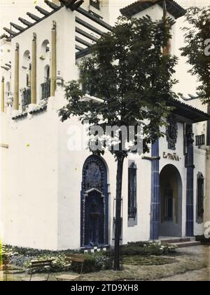 Paris (8. Arr.), Frankreich die Ausstellung der dekorativen Künste, Pavillon von Spanien, Kunst, Inschrift, Information, Habitat, Architektur, Skulptur, gemalte Dekoration, Säule, dekorative Kunst, Terrasse, architektonische Inschrift, Brunnen, Ausstellung, Ausstellung für dekorative Kunst, Tür, Bogen, Arkade/Arkade, Eisenwerk, Pergola, kunstvolle Dekoration, Wappen, Wappen, vergängliche Architektur, Frankreich, Paris, Ausstellung für dekorative Kunst, Pavillon von Spanien, Arrondissement VIII, Espagne, Spanien, Europa [in Verbindung mit], 18/06/1925 - 18/06/1925, Léon, Auguste, Fotograf, 1925 - Expositio Stockfoto