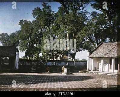 Hà-nôi, Hainoi Vietnam, Tonkin, Indochina die nordwestliche Ecke des vierten Hofes von Van-mieu, konfuzianischer Tempel der 'literarischen Kultur', in der Zitadelle (Sinh-tu-Straße), Religion, Menschen, Kunst, Natur, Umwelt, Habitat, Architektur, Tempel, Konfuzianismus, Kind, Tür, Literatur, Vegetation, Botanik, religiöse Architektur, Indochina, Tonkin, Hanoi, Pagode namens „Krähen“, Konfuziustempel, 4. Innenhof Nordwestecke, Van-Mieu [Pagode des Corbeaux], 01/01/1914 - 31/12/1915, beschäftigt, Léon, Léon beschäftigt Fotograf en en Indochine, Autochrome, Foto, Glas, Autochrome, Foto, Pos. Stockfoto