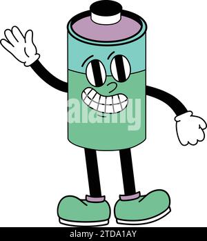 Batterie Cartoon Charakter Vektor.Batterie Cartoon Illustrationen & Vektoren.Fitness, Ausrüstung, gesund, Kunst, isoliert, Zeichnung, Ausdruck, Fläche. Stock Vektor