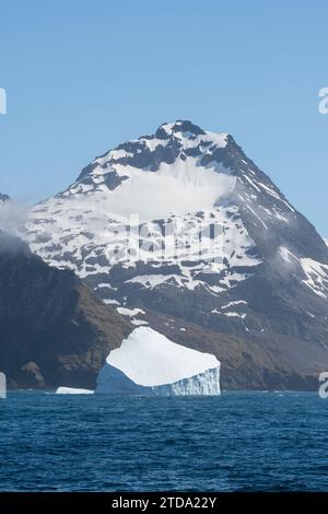 Südgeorgien, Grytviken. Blick auf die Küste der großen Eisberge in der Nähe des Hafens von Grytviken. Stockfoto