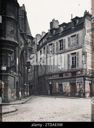 Paris (IVE ARR.), France Rue du Figuier and the Hôtel de Sens, Wirtschaftstätigkeit, HD, Registrierung, Informationen, Gehäuse, Architektur, Kunst, Boutique, Geschäft, existiert in High Definition, kommerzieller Registrierung, Poster, Straße, Bezirk, Herrenhaus, Mittelalter, Dilapidation, unhygienische Bedingungen, Frankreich, Paris, Hôtel de Sens, Hôtel de Sens, Bibliothèque Forney, 01/09/1912 - 30/09/1912, Léon, Auguste, Fotograf, Autochrome, Foto, Glas, Autochrome, Foto, positiv, vertikal, Größe 9 x 12 cm Stockfoto