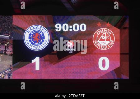 Glasgow, Schottland, Großbritannien. 17. Dezember 2023; Hampden Park, Glasgow, Schottland: Scottish Viaplay Cup Football Final, Rangers versus Aberdeen; Final Scoreboard Credit: Action Plus Sports Images/Alamy Live News Stockfoto