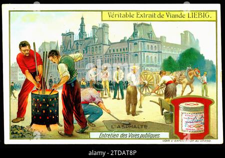 Vintage Liebig Trade Card S967 Straßenoberflächen 001 Stockfoto