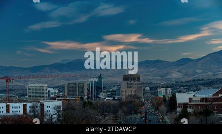 Hauptstadt Boulevard in Boise am frühen Morgen Stockfoto