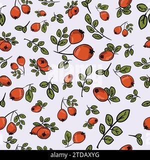 Helles nahtloses Vektormuster für Geschenkpapier mit Hüftrosen auf hellem Hintergrund Stock Vektor