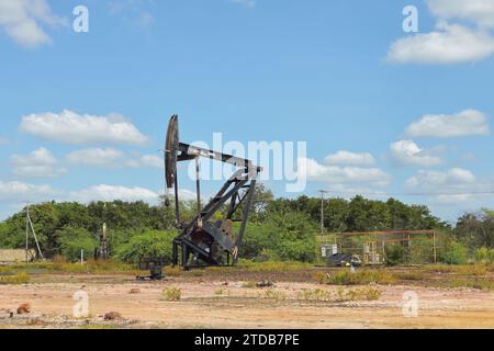 CABIMAS-ZULIA-VENEZUELA. 23-11-30 Ölpumpen Hämmer werden in einem gefallenen Öl gesehen. Staatliches PDVSA. Foto: JOSE BULA Stockfoto