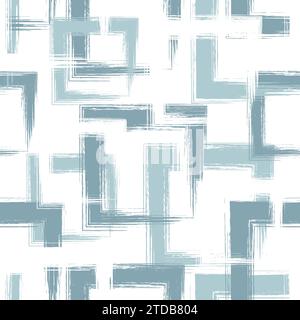 Abstraktes geometrisches nahtloses Muster. Hintergrund der sich wiederholenden Geometrie. Mit quadratischem Hintergrund. Pinselstriche werden gedruckt. Aquarellstruktur. Wiederholt Stock Vektor