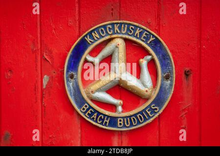 Türdetails aus einem Fischerhäuschen in Niarbyl. Isle of man, Großbritannien. Stockfoto