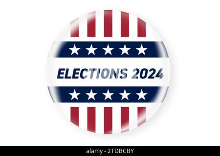 2024 Abzeichen oder Pin für die Präsidentschaftswahl. US, USA, amerikanische Wahl, Wahlzeichen. Stock Vektor