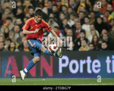 Madrid, 24.03.2007. Qualifikationsspiel zur Schweizer Euro 2008, das im Stadion Santiago Bernabéu zwischen der spanischen und der dänischen Mannschaft ausgetragen wurde. Auf dem Bild, Villa. Foto: Ignacio Gil ARCHDC. Quelle: Album / Archivo ABC / Ignacio Gil Stockfoto