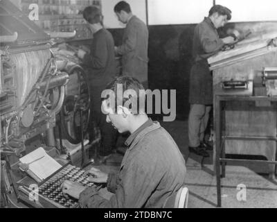 03/01/1968. Druckerei des Sanatoriums von San Juan de Dios (Sonderausgabe zugunsten der Stadt San Juan de Dios). Quelle: Album / Archivo ABC / Álvaro García Pelayo Stockfoto