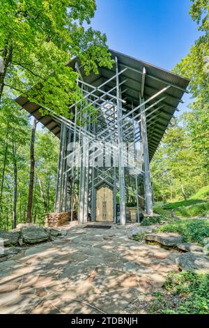 Die Thorncrown Chapel, ein nicht konfessioneller Ort für Meditation und Hochzeiten in Eureka Springs, Arkansas. Stockfoto