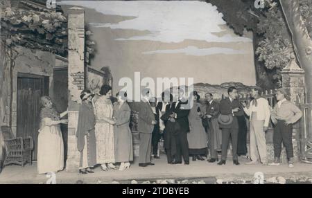 04/30/1923. Madrid. Im Infanta Isabel Theater. Eine Szene aus der Komödie von Luis de Vargas, „Kino“. Quelle: Album / Archivo ABC / José Zegri Stockfoto