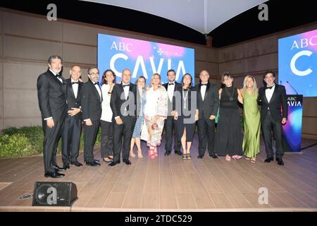 Madrid, 07.07.2022. Verleihung der Auszeichnungen Mariano de Cavia, Luca de Tena und Mingote durch König Felipe an Andrés Trapiello, Inés Artajo und Emilio Morenatti. Von links nach rechts der Direktor von ABC, Julián Quirós, und Mitglieder der Redaktion der Zeitung: Alexis Rodríguez, Jesús García Calero, Victoria Fernández de Bobadilla, Carlos Caneiro, Elena de Miguel, Pilar Vidal, Juan Fernández-Miranda, Angie Calero, Manuel Marín, Isabel Gutiérrez, Karina Sainz Borgo und Isaac Blasco. Foto: Jaime García. ARCHDC. Quelle: Album / Archivo ABC / Jaime García Stockfoto