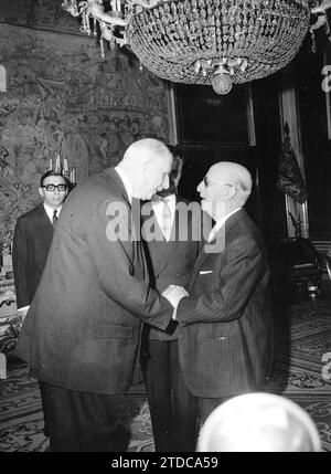 06/07/1970. Interview im El Pardo Palace zwischen Franco und General de Gaulle. Quelle: Album / Archivo ABC / Manuel Sanz Bermejo Stockfoto