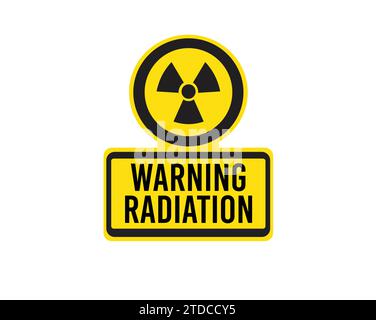 Warnschild für Strahlung in gelb und schwarz. Gefahr durch nukleare Fallout, Aufkleber Vektor-Symbol isoliert. Stock Vektor