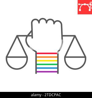 LGBT-Rechteinstrennsymbol, LGBT und Toleranz, Handwaagen, Vektorgrafiken, bearbeitbares Konturzeichen, eps 10. Stock Vektor