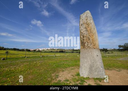 Menhir de Bulhoa , proximo a Monsaraz, Telheiro, Alentejo, , Portugal Stockfoto