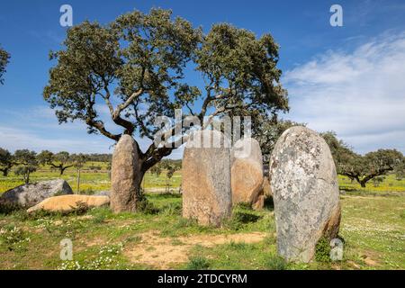 cromlech Vale Maria do Meio , Nossa Senhora da Graça do Divor ,Évora, Alentejo, Portugal Stockfoto