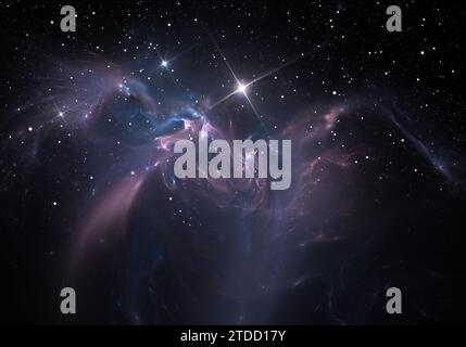 Nebel. Wolke aus Gas und Staub blockiert das Licht ferner Sterne, 3D-Illustration Stockfoto