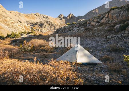 Camping in der Collegiate Peaks Wilderness, Colorado Stockfoto