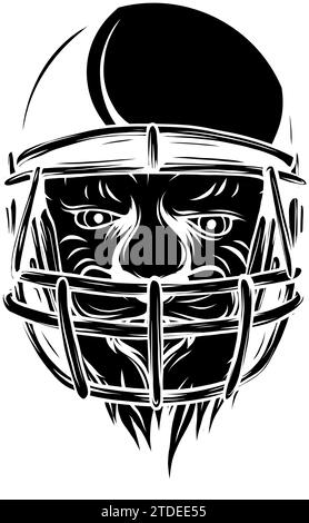 Schwarze Silhouette eines Löwenmaskottchens des American Football und trug den Helm eines American Football-Spielers. Stock Vektor