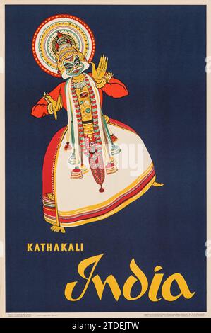 KATHAKALI – Indisches Reiseposter (indisches Tourismusministerium, 1960). Reiseposter Stockfoto