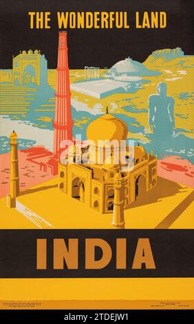 Vintage-Reiseplakat – Indien das wunderbare Land (indische Regierung, Neu-Delhi, 1958) Stockfoto