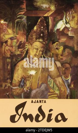 Ajanta India - Reiseplakat der indischen Regierung, 1961 Stockfoto