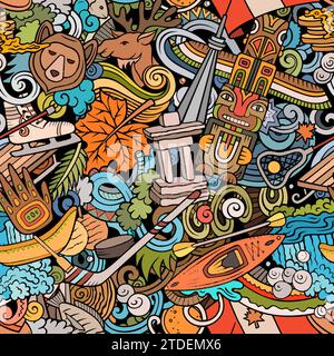 Cartoon Doodles Canada nahtloses Muster Stock Vektor