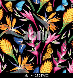 Tropische Blumen nahtlos Stock Vektor
