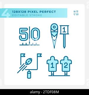 Lineare Symbole zur Vorbereitung des Fußballspiels Stock Vektor