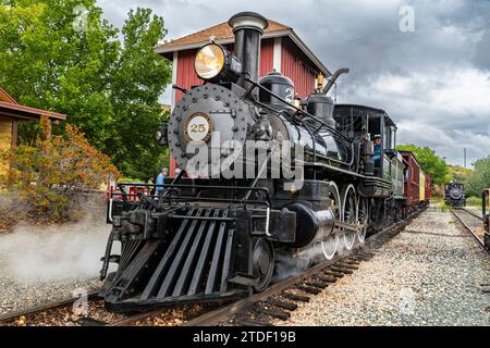 Dampfzug im Nevada State Railroad Museum, Carson City, Nevada, USA, Nordamerika Stockfoto