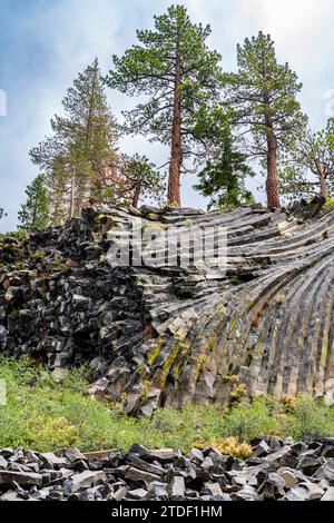 Felsformation von Säulenbasalt, Devils Postpile National Monument, Mammoth Mountain, Kalifornien, Vereinigte Staaten von Amerika, Nordamerika Stockfoto