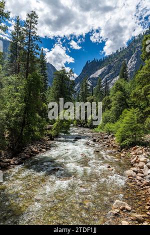 Merced River, Yosemite National Park, UNESCO-Weltkulturerbe, Kalifornien, Vereinigte Staaten von Amerika, Nordamerika Stockfoto