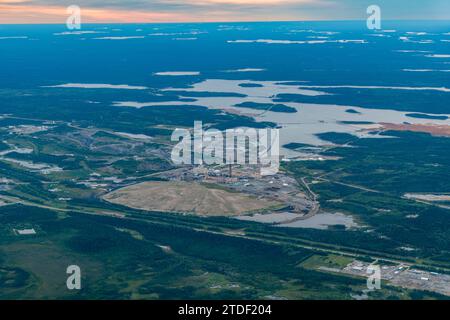 Luftaufnahme von Thompson, Manitoba, Kanada, Nordamerika Stockfoto