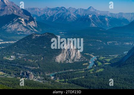 Bergblick vom Sulphur Mountain Gipfel, Banff National Park, UNESCO-Weltkulturerbe, Alberta, Rocky Mountains, Kanada, Nordamerika Stockfoto