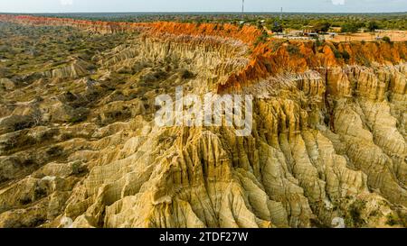 Luftlinie der Sandsteinerosionslandschaft von Miradouro da Lua (Aussichtspunkt des Mondes), südlich von Luanda, Angola, Afrika Stockfoto