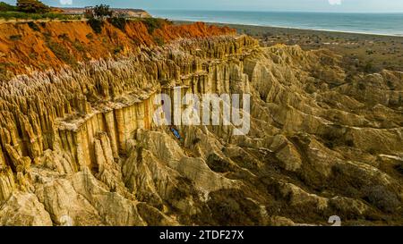 Luftlinie der Sandsteinerosionslandschaft von Miradouro da Lua (Aussichtspunkt des Mondes), südlich von Luanda, Angola, Afrika Stockfoto