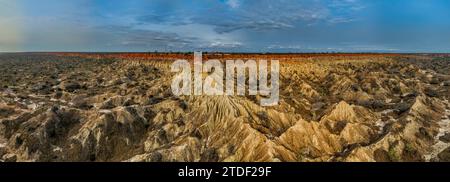 Luftlinie der Sandsteinerosionslandschaft von Miradouro da Lua (Aussichtspunkt des Mondes), südlich von Luanda, Angola, Afrika Stockfoto