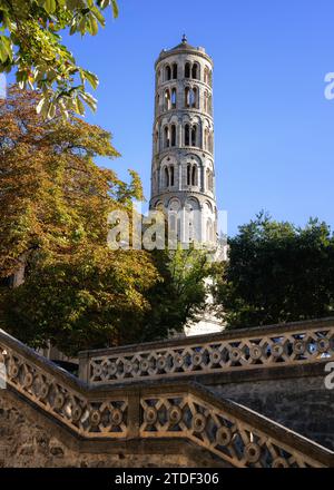 Fenestrelle-Turm, Kathedrale Saint-Theodorit, Uzes, Gard, Frankreich, Europa Stockfoto