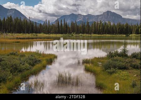 Mountain Lake, Spray Valley Provincial Park, Canadian Rocky Mountains, Alberta, Kanada, Nordamerika Stockfoto