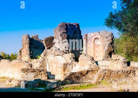 Ruinen des Palastes, Hadrians Villa, UNESCO-Weltkulturerbe, Tivoli, Provinz Rom, Latium (Latium), Italien, Europa Stockfoto